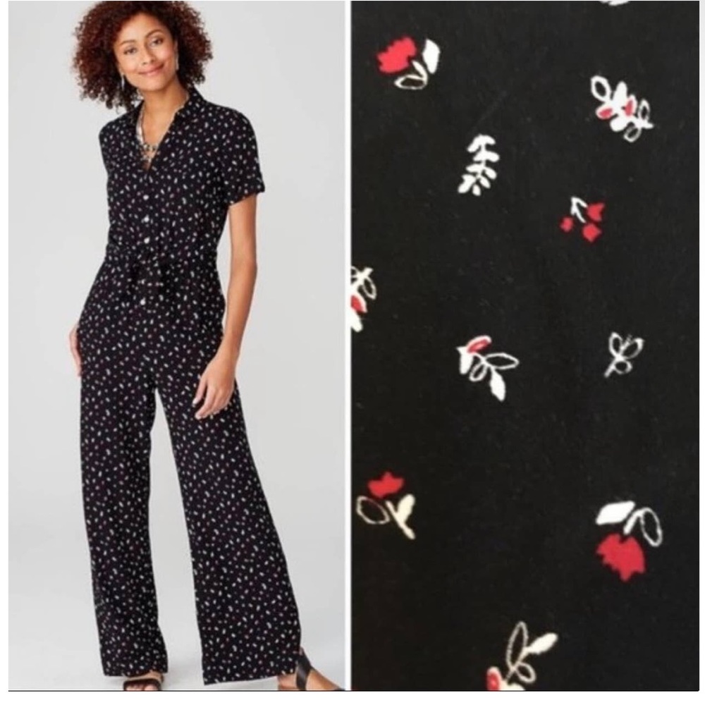 J. Jill Twist Tie Floral Wide Leg Jumpsuit